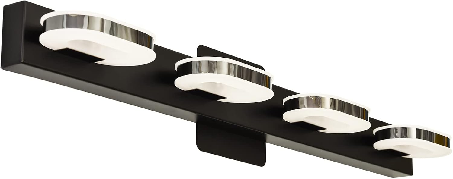 Modern LED 4 Lights Vanity Light for Bathroom Modern Vanity Light Fixture Wall Sconce 19 Inch Natural White Light (Black, 3 Lights)