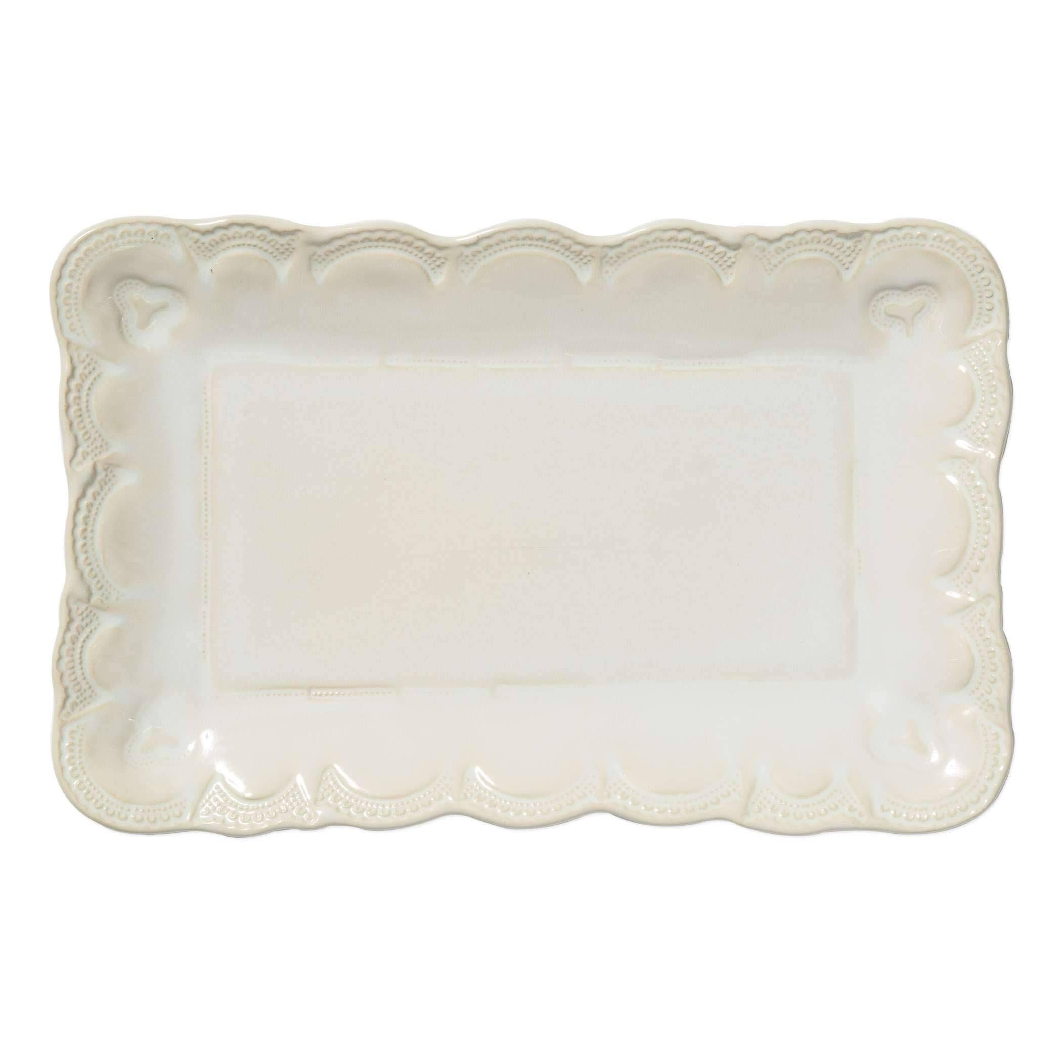 Incanto Stone Lace Rectangular Platter - White - Vietri