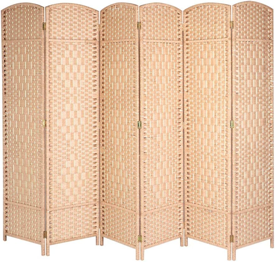 KXIUOA 6 Panel Screen,Room Divider,Privacy Screen,Retro Solid Wood Folding Portable Partition 6 Panel Screen Room Divider Hotel Furniture(Wooden)