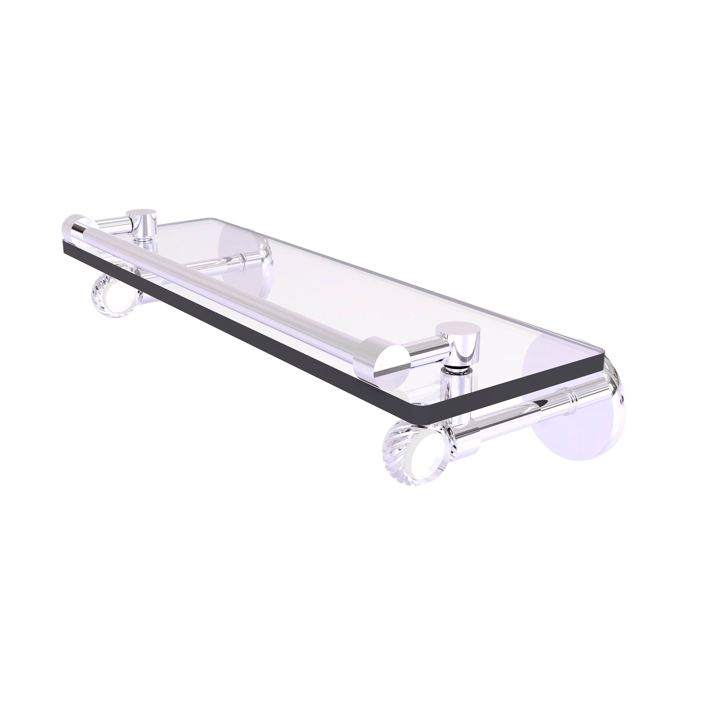 Allied Brass CV-1T-16-GAL-PC 16 in. Clearview Collection Gallery Rail Glass Shelf with Twisted Accents Polished Chrome