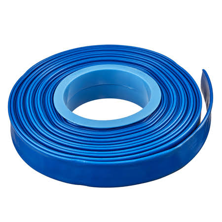 HYDROMAXX 6 in. Dia x 50 ft. Blue 4 Bar Heavy-Duty Reinforced PVC Lay Flat Discharge and Backwash Hose