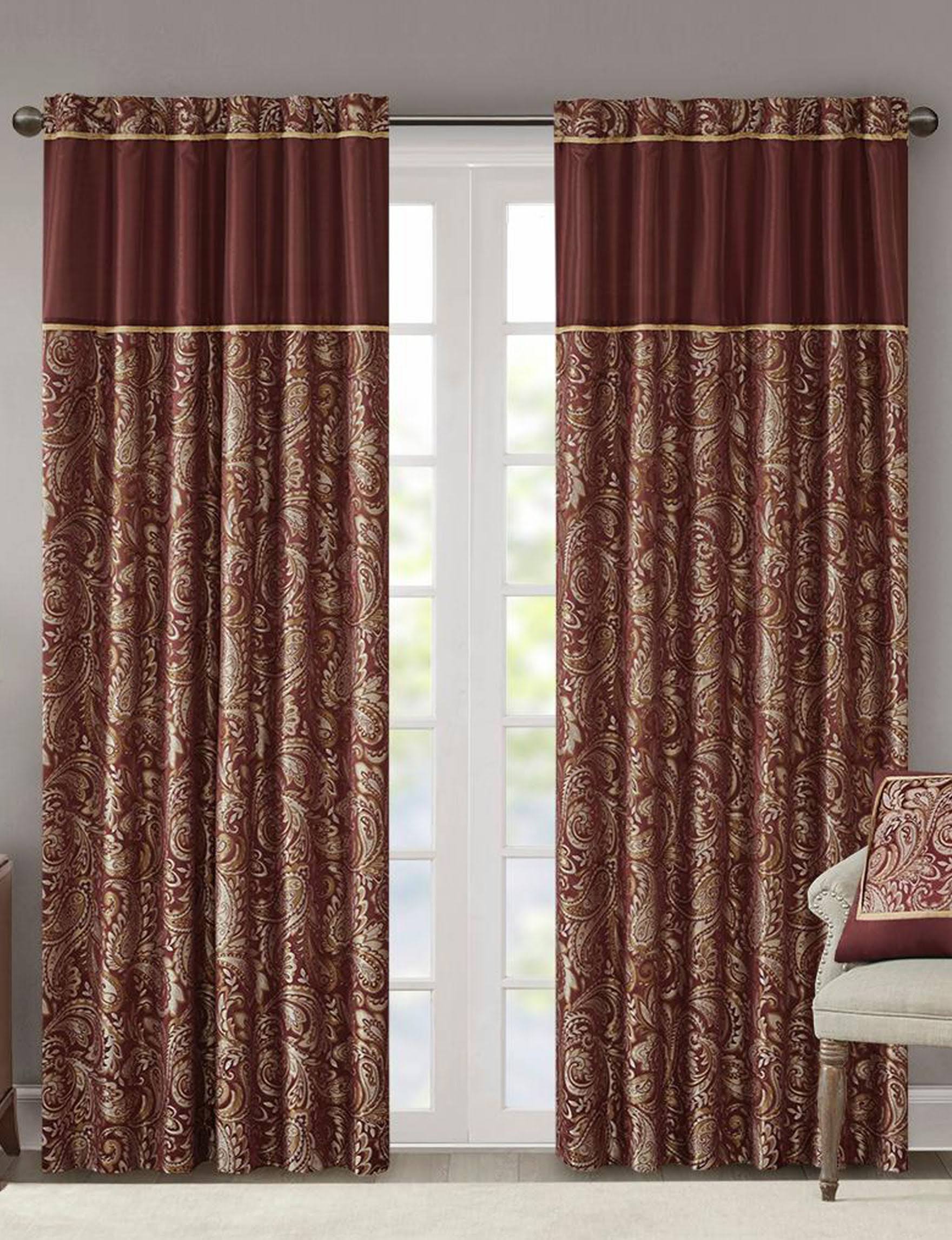 Madison Park Aubrey Jacquard Panel Pair Burgundy