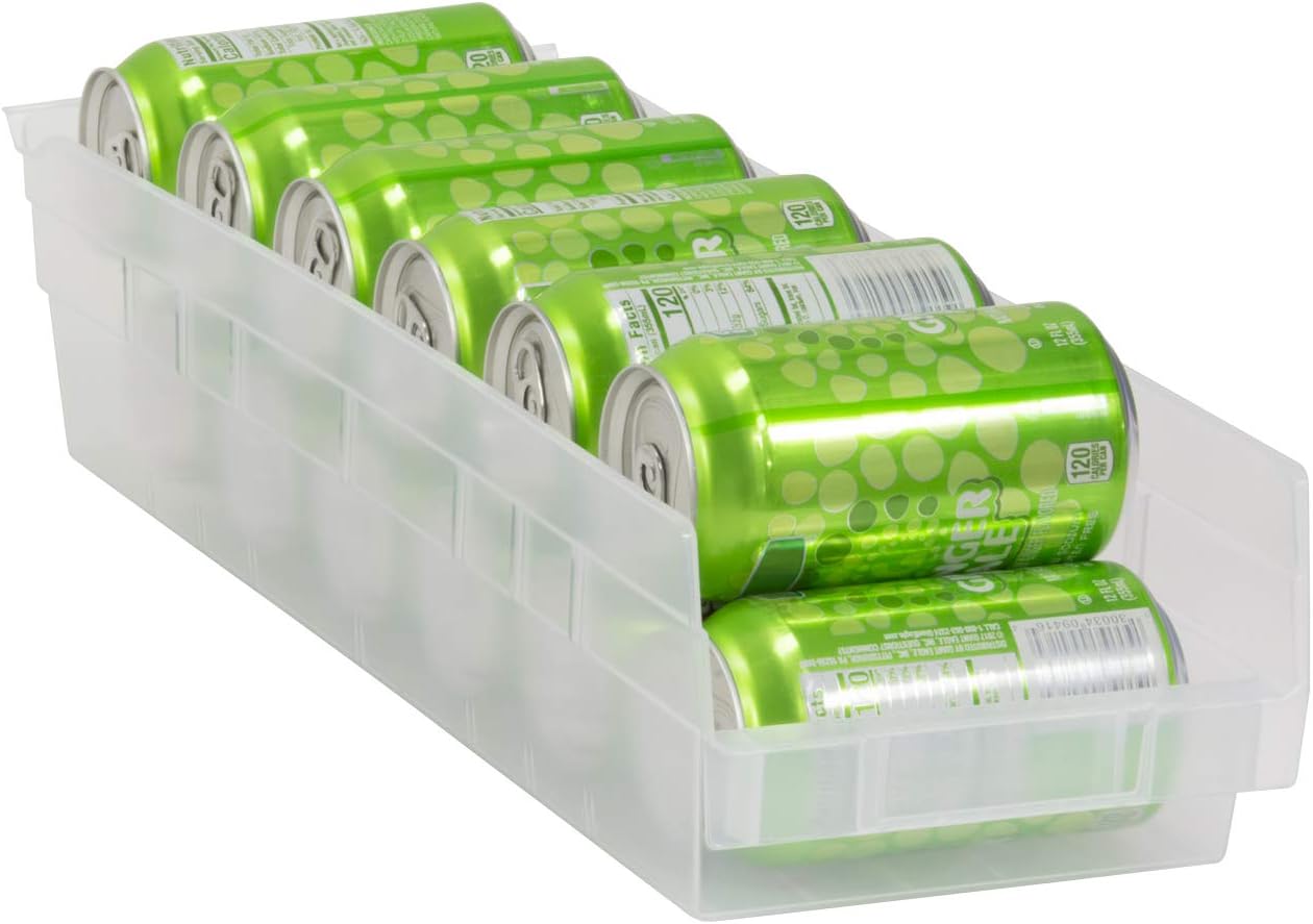 Akro-Mils 30138 Plastic Nesting Shelf Bin Box, (18-Inch x 6-1/2-Inch x 4-Inch), Clear, (12-Pack) Pack of 2