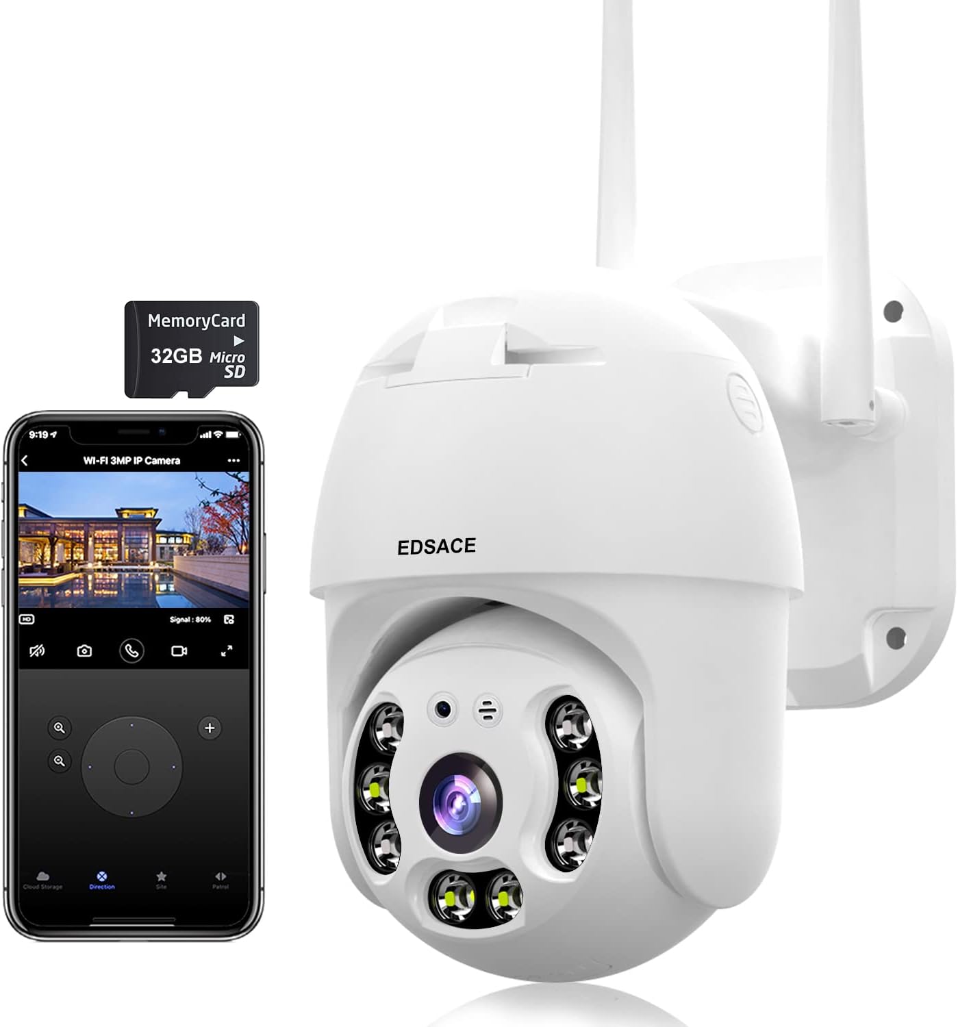 Wireless Security Camera, 2K Home WiFi IP Camera, Pan Tilt Dome Surveillance Camera, Two-Way Audio Motion Detection, Clear Night Vision, Waterproof CCTV Camera, Give Away 32G SD Card. Pack of 2