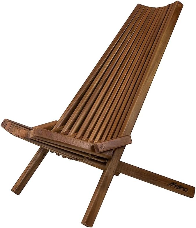 Melino Folding Wooden Outdoor Chairs - Low Profile, Acacia Wood Outdoor Lounge Chair, Stylish Wooden Folding Chair, Cinnamon - Great Wooden Patio Chair, Acacia Wooden Folding Chair for Your Home