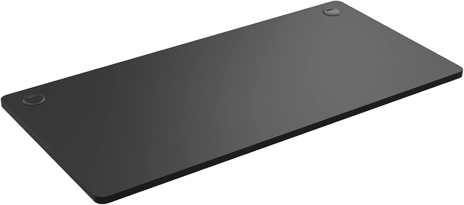 Tangkula Universal Wood Table Top, 55 x 28 inch Solid One-Piece Desktop for Standard & Sit to Stand Desk Frame, Rectangular Office Countertop with 2 Cable Management Holes, Relevance Tabletop (Black)