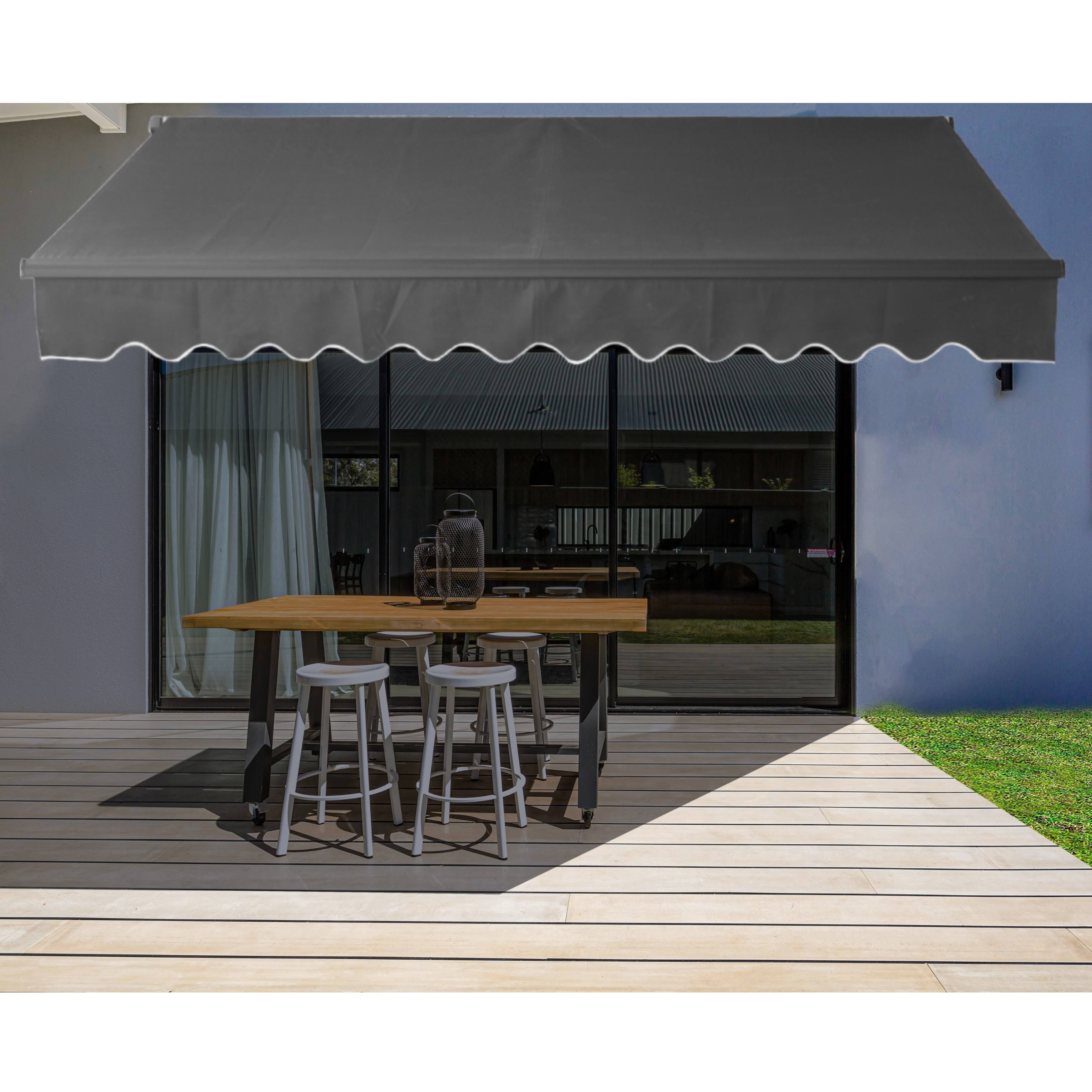 Aleko ABM12X10BK81 Motorized Black Frame Retractable Home Patio Canopy Awning 12&x10& Black