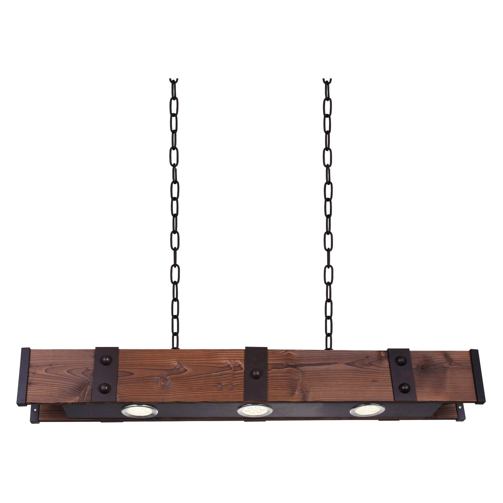 CWI Lighting LED Drum Shade Island Light with Black u0026 Wood Finish