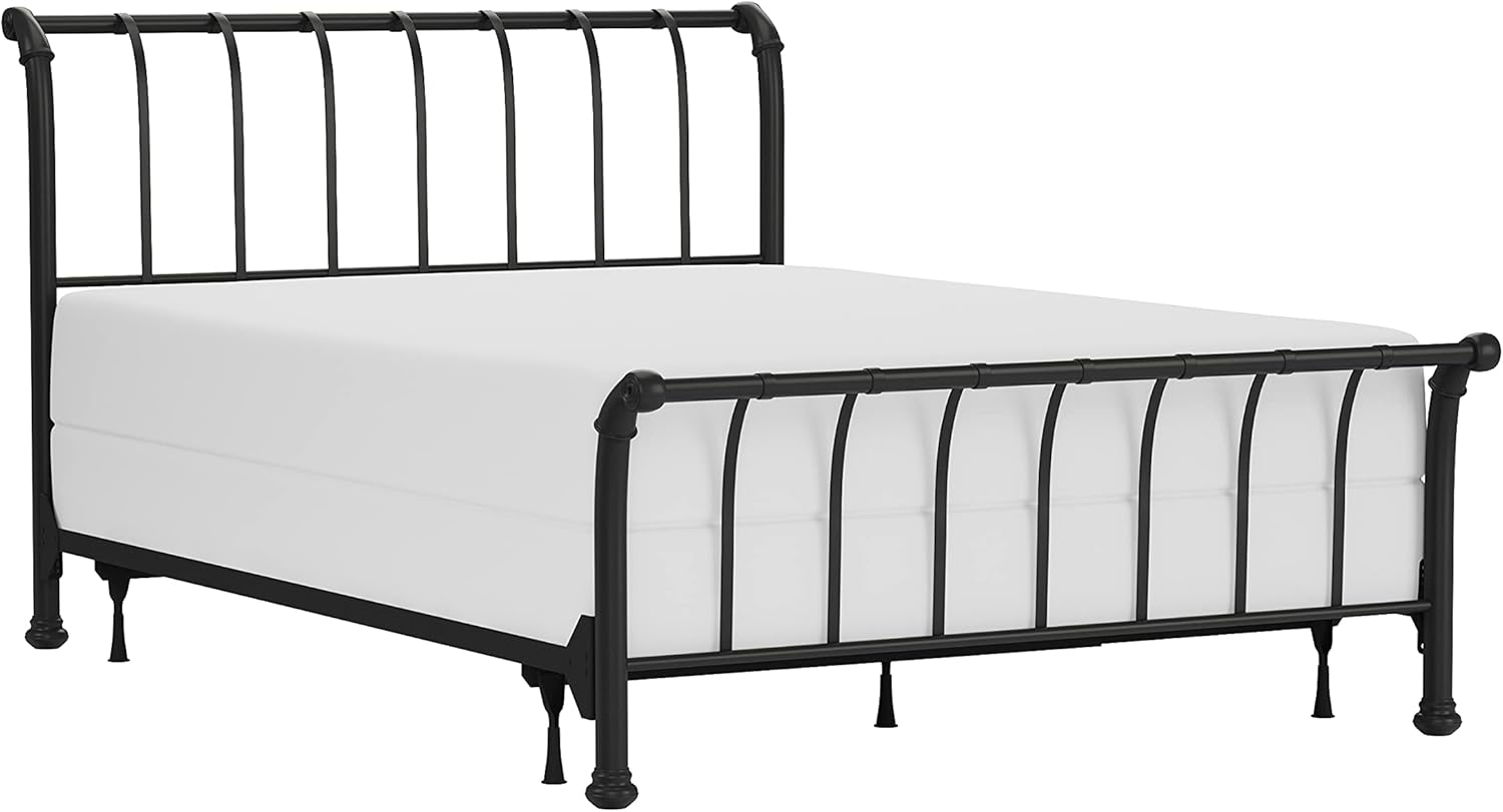 Hillsdale Furniture Janis Metal Sleigh Bed Set with Rails, Queen, Textured Black