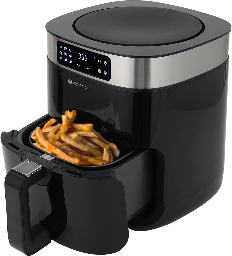 Aucma Air Fryer, 5.8QT Hot Air Fryers Oven, XL Electric Air Fryers Oven Cooker with 9 Cooking Preset, Digital Touch Screen Preheat & Nonstick Basket (Blue) Pack of 2