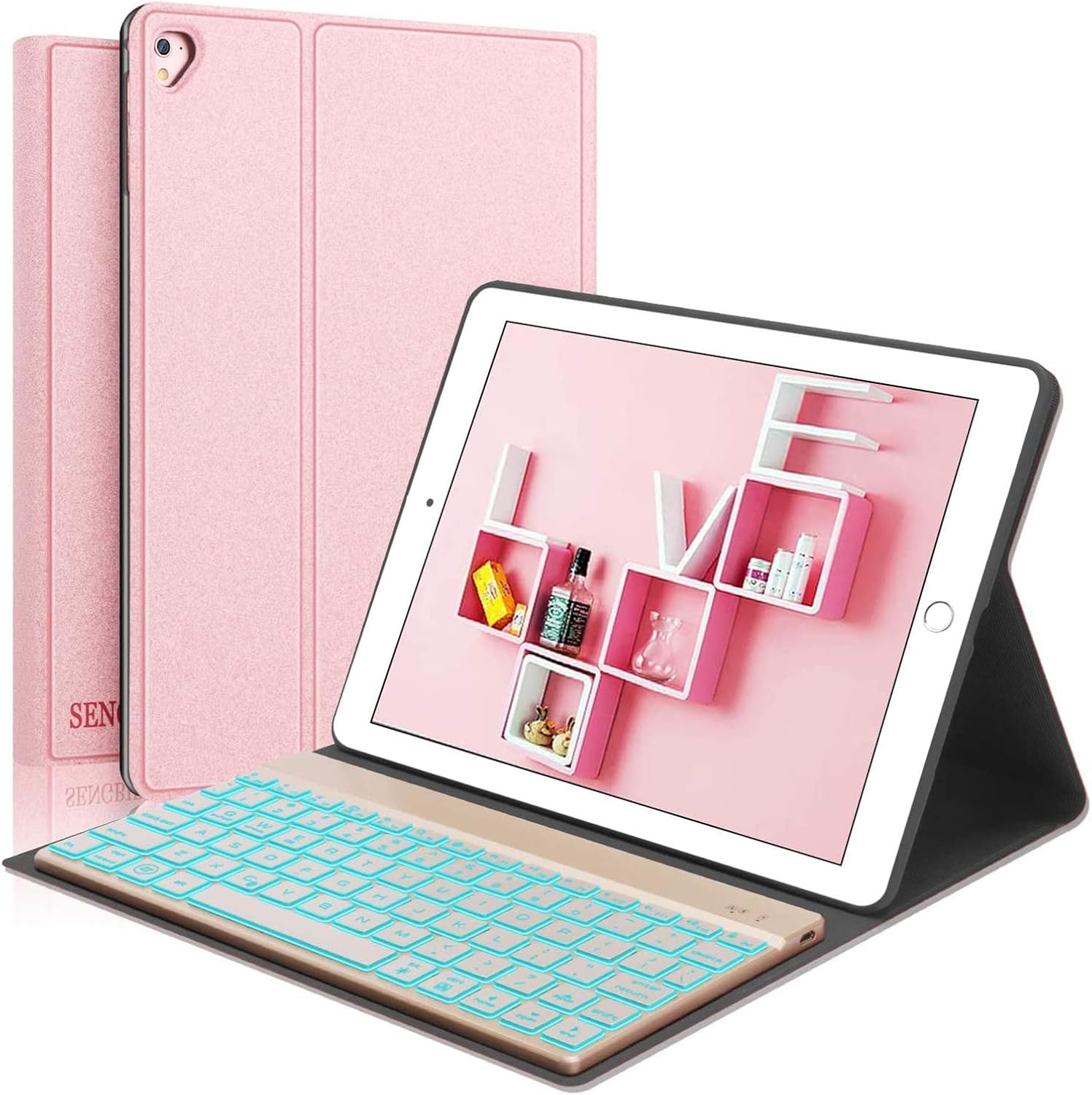 Keyboard Case for iPad Pro 12.9-2017 (2nd Generation), 2015 (1st Generation), 7 Colors Backlit Keyboard Folio - Auto Wake/Sleep, Aluminum Alloy Hard Shell, iPad Pro 2nd Generation Keyboard, Silver