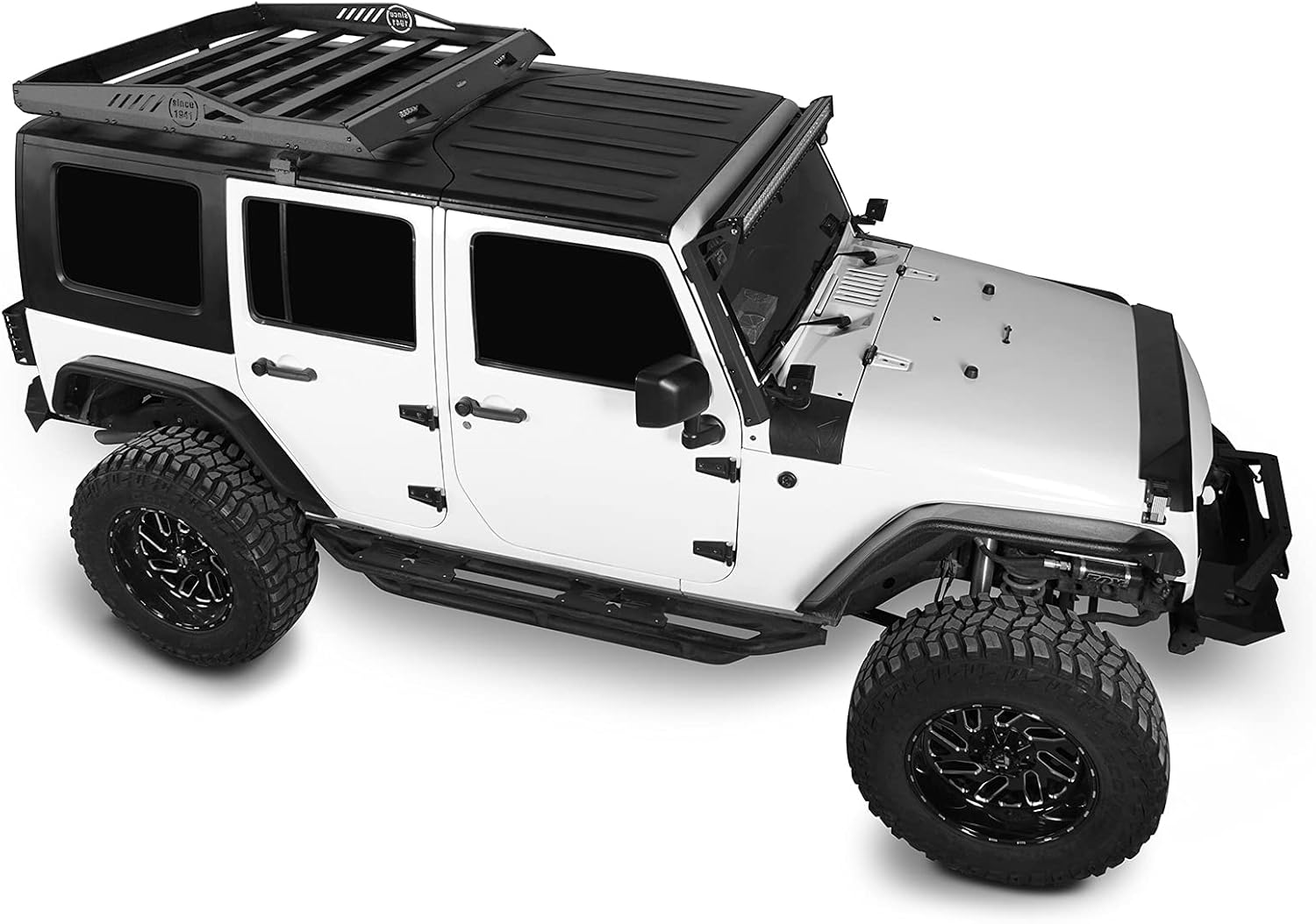 Hooke Road Hard Top Rear Roof Rack Cargo Carrier Basket Compatible with Jeep Wrangler JK Unlimited 4 Door 2007-2018