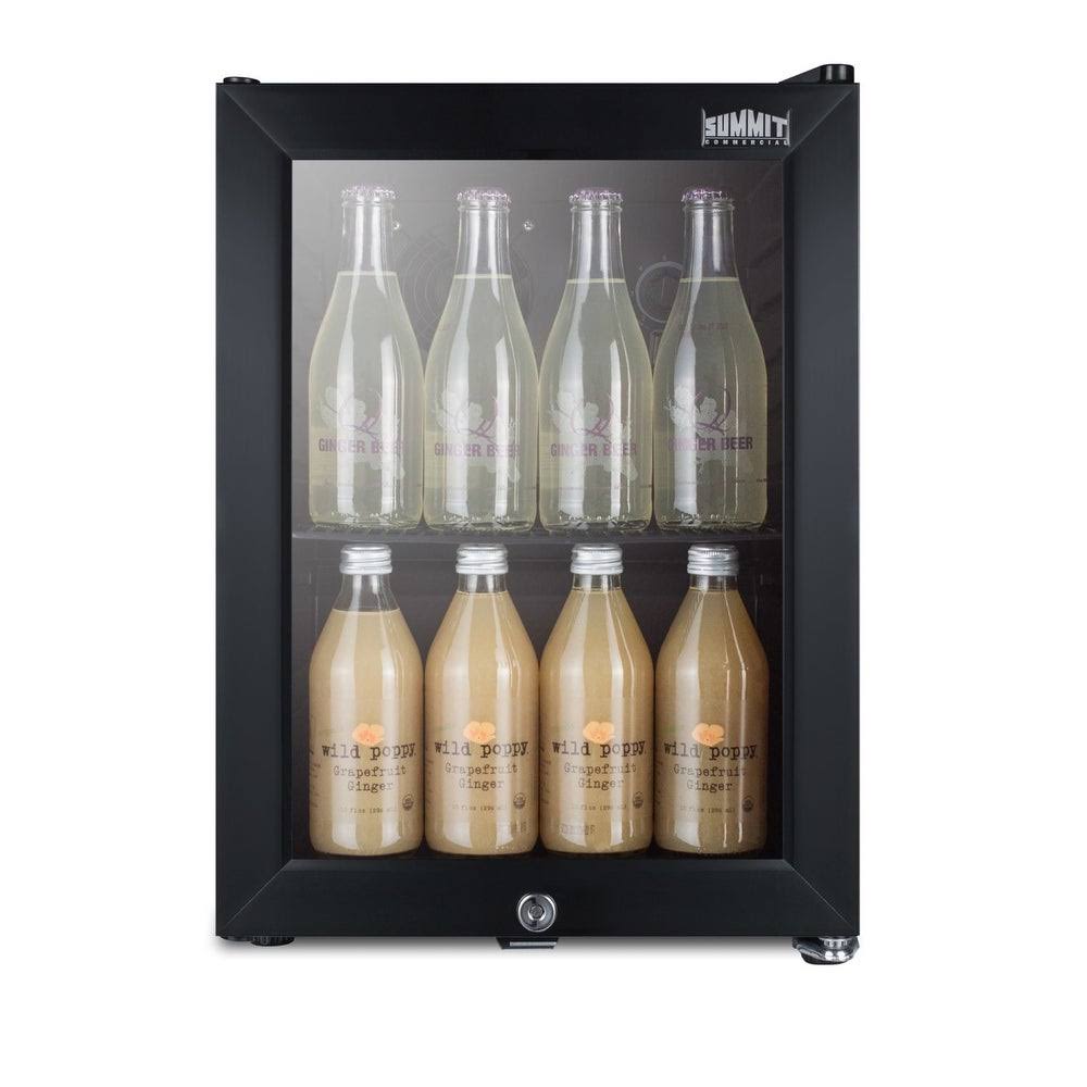 Black 18.88x22 x 13.75x22 x 17.25x22 Glass Door Compact Beverage Merchandiser with LED Lighting - 0.85 Cu. ft, 115 Volts, Summit