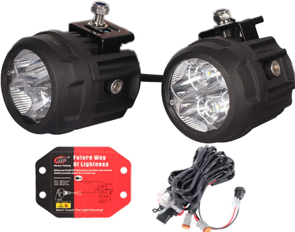 HOUSE TUNING LED Spot Light Kit - 2 Pack, 3 inch Round LED Accessory Lights with Wiring Harness ,LED Fog Light for Utv ATV Motorcycle Trucks Off Road (80W Spot - 3