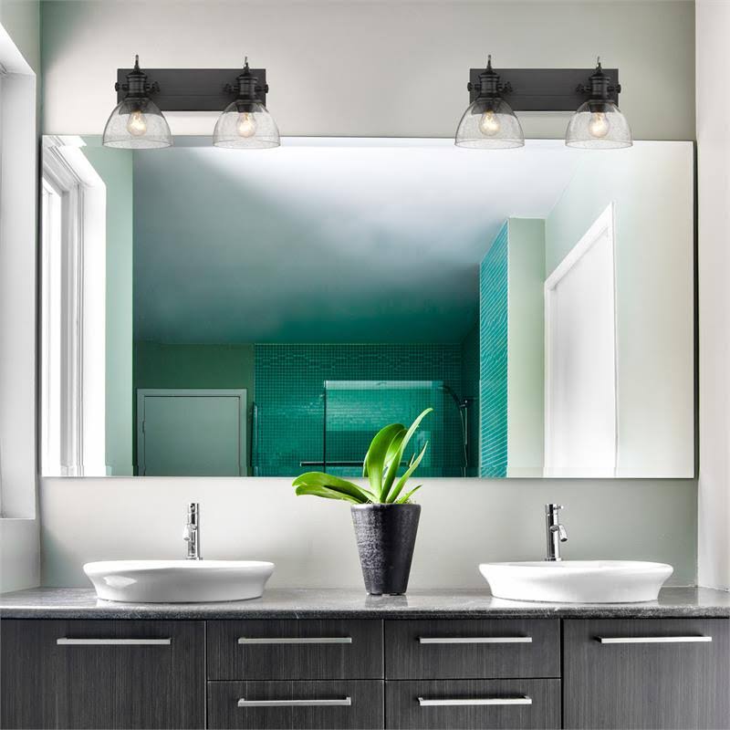 Beaumont Lane 2 Light Seeded Glass Vanity Light in Black - BL-1882447