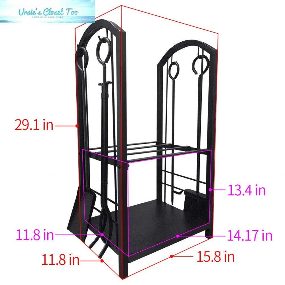 Amagabeli Fireplace Log Rack with 4 Tools Indoor Outdoor Fireside Firewood Holders Lumber