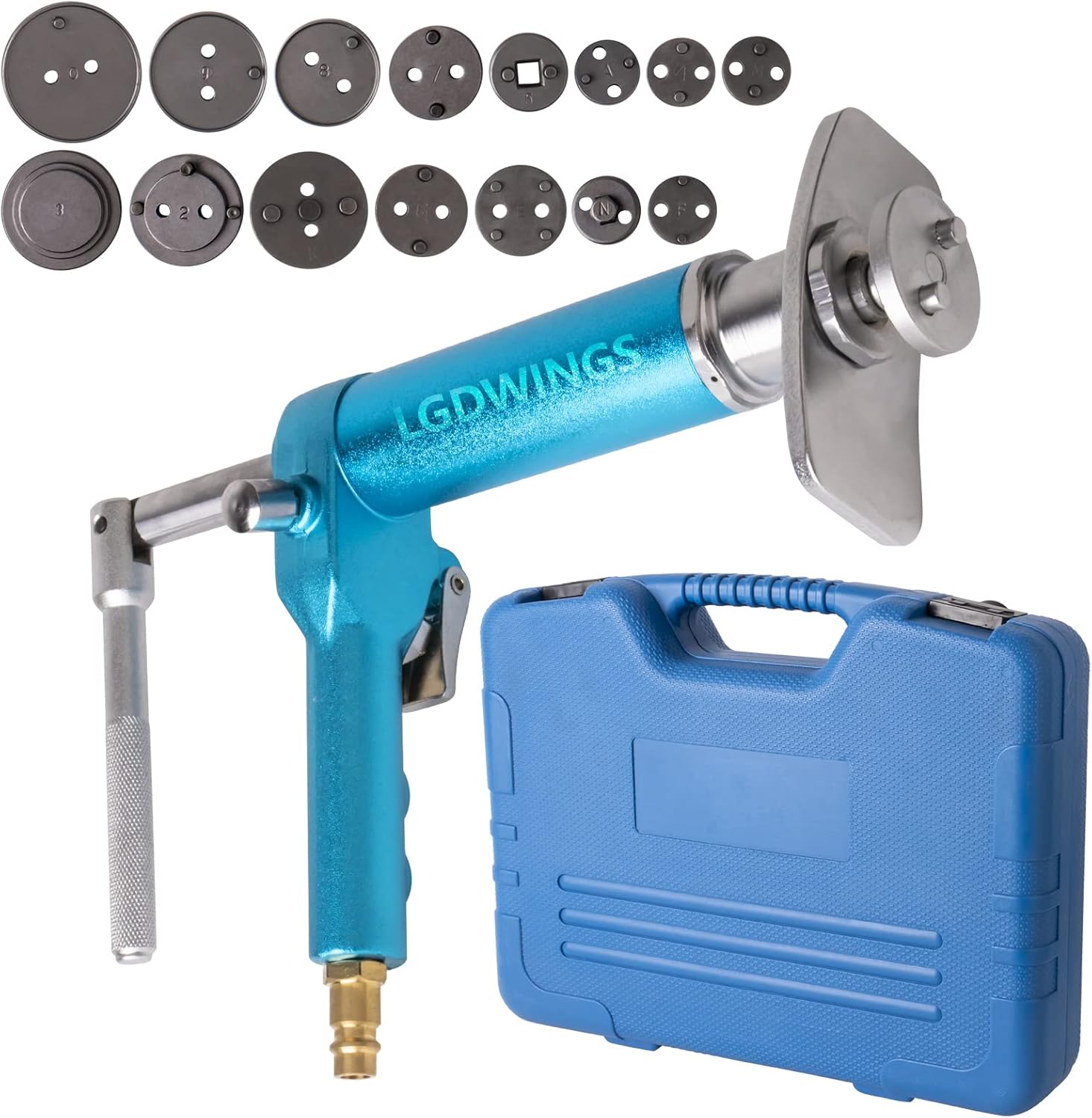 LGDWINGS Air Powered Disc Brake Caliper Wind Back Compression Spreading Tool Kit Pneumatic Design 16PCS Rewind Spreader Air Tool Set