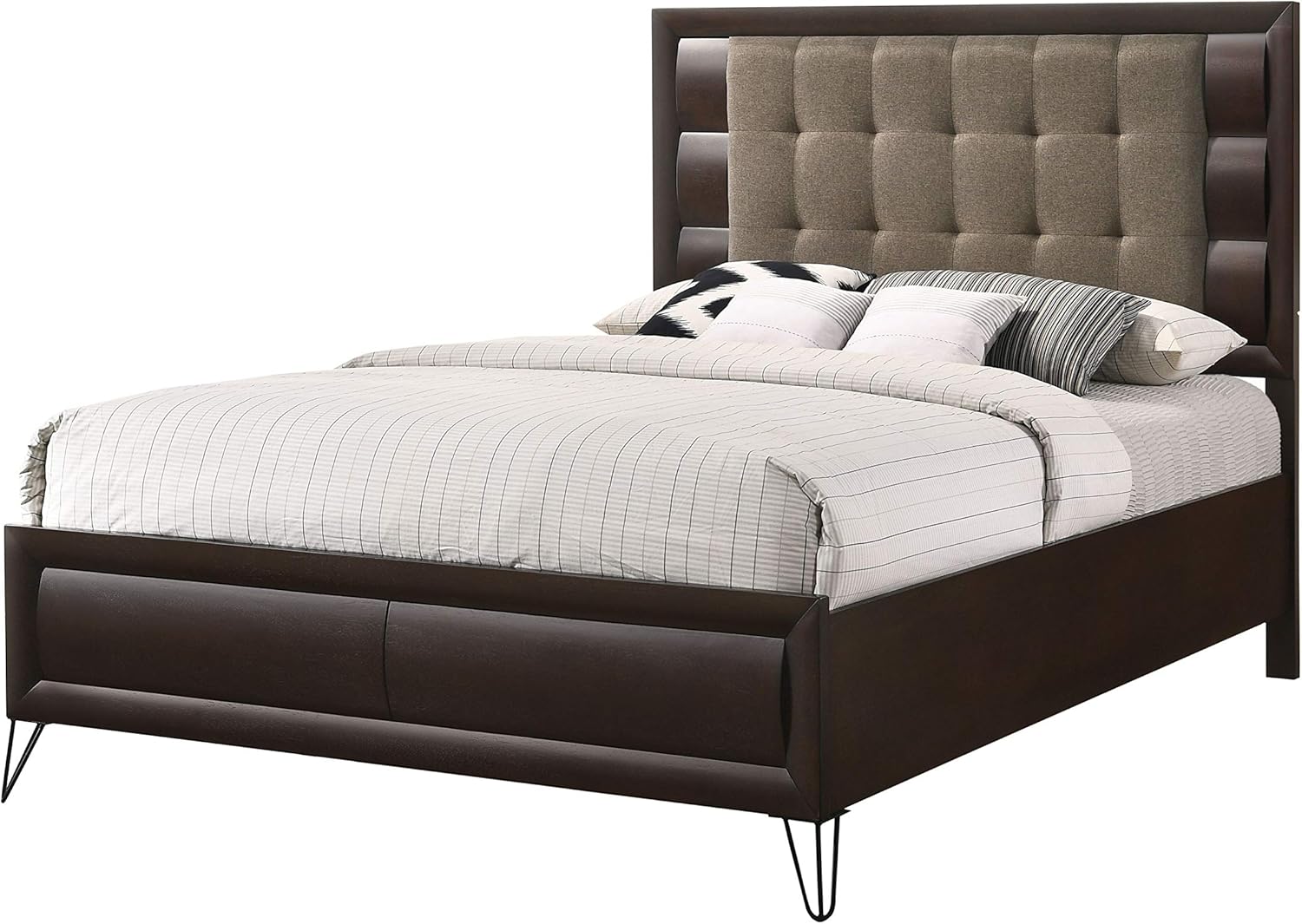 ACME Furniture Tablita Eastern King Bed, Fabric & Dark Merlot