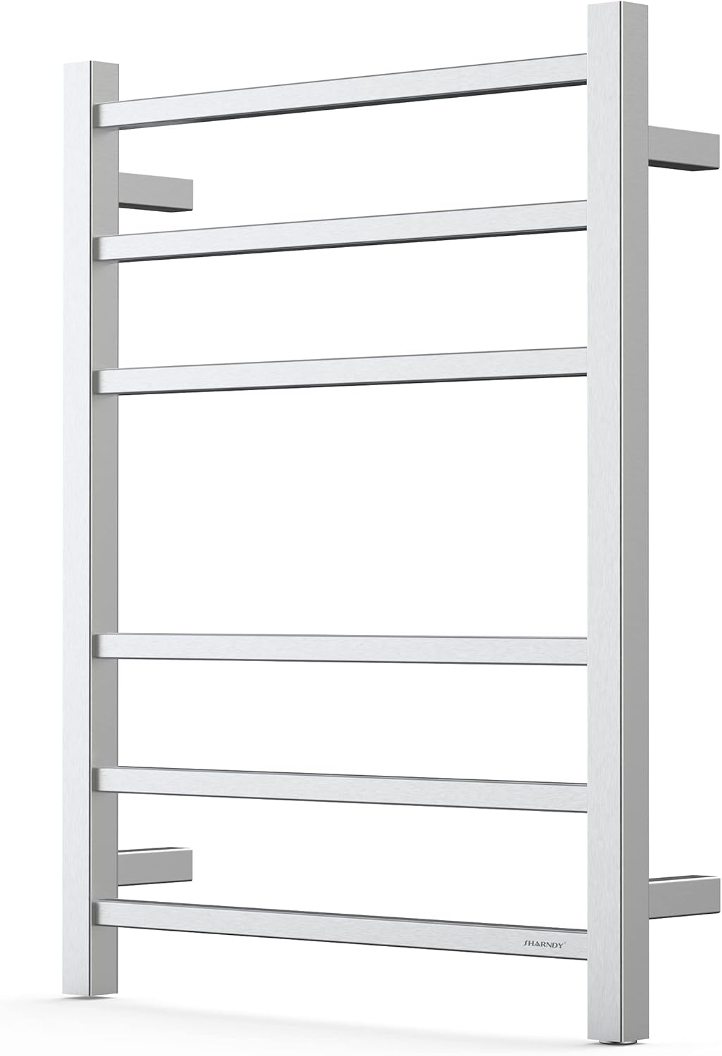 SHARNDY Towel Warmer Polished Chrome for Bathroom Wall Mounted Bath Towel Heater Plug-in Electric Heated Towel Rack Stainless Steel Square 6 Bars Drying Rack ETW13C68W 26.77x20.47x4.13 inches
