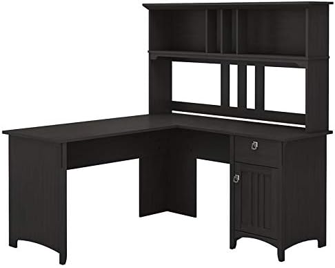 Scranton & Co Furniture Salinas 60W L Shaped Desk with Hutch in Vintage Black