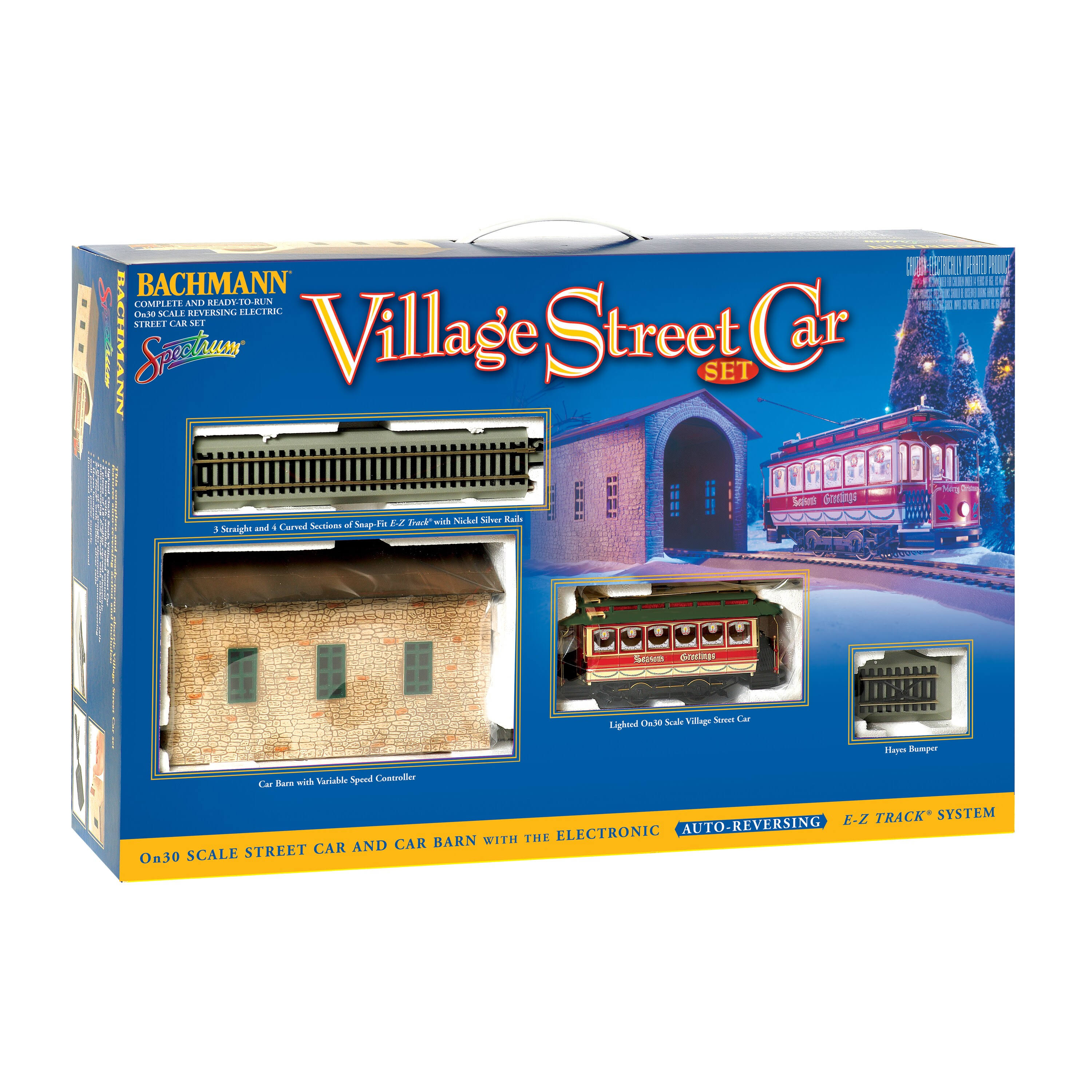 Bachmann Trains On30 Scale Christmas Village Streetcar Train Set