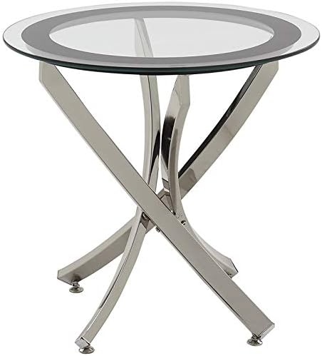 BOWERY HILL Glass Top Accent End Table in Chrome