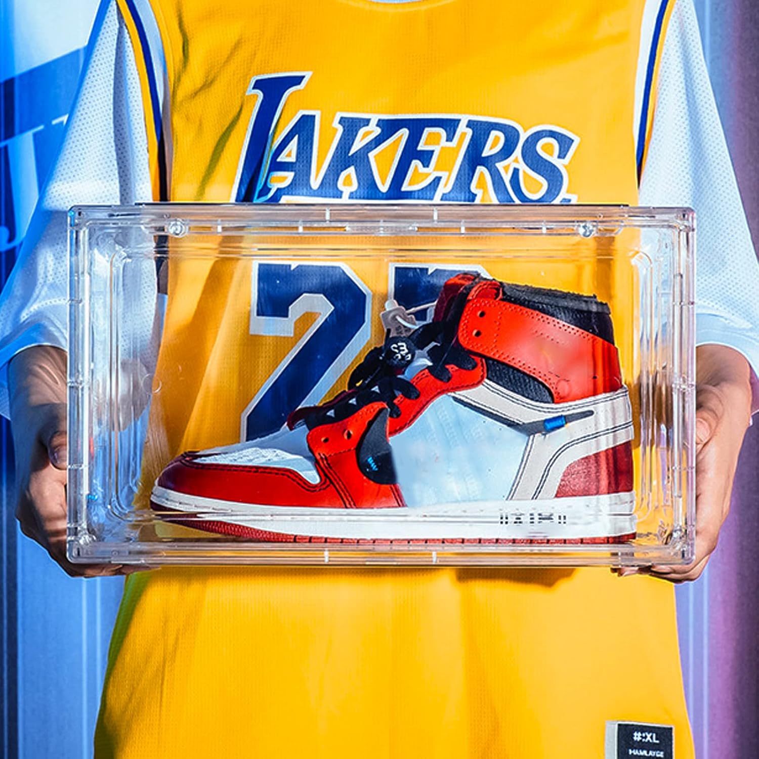 Clear Shoe Box, Stackable Plastic Sneaker Box Container, Magnetic Side Open Shoe Organizer and Shoes Storage Case, Full Transparent to Display Sneakers