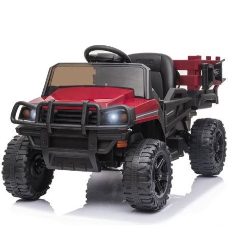 Uhomepro Tractor Ride on Toys, 12V Battery Power 4 Wheels Vehicle with Remote Control, Rear Bucket, LED Light, MP3 Player, Elect