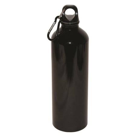 Debco WB8007 750 ml 25 oz Aluminum Water Bottle with Carabineer - Black - 12 P