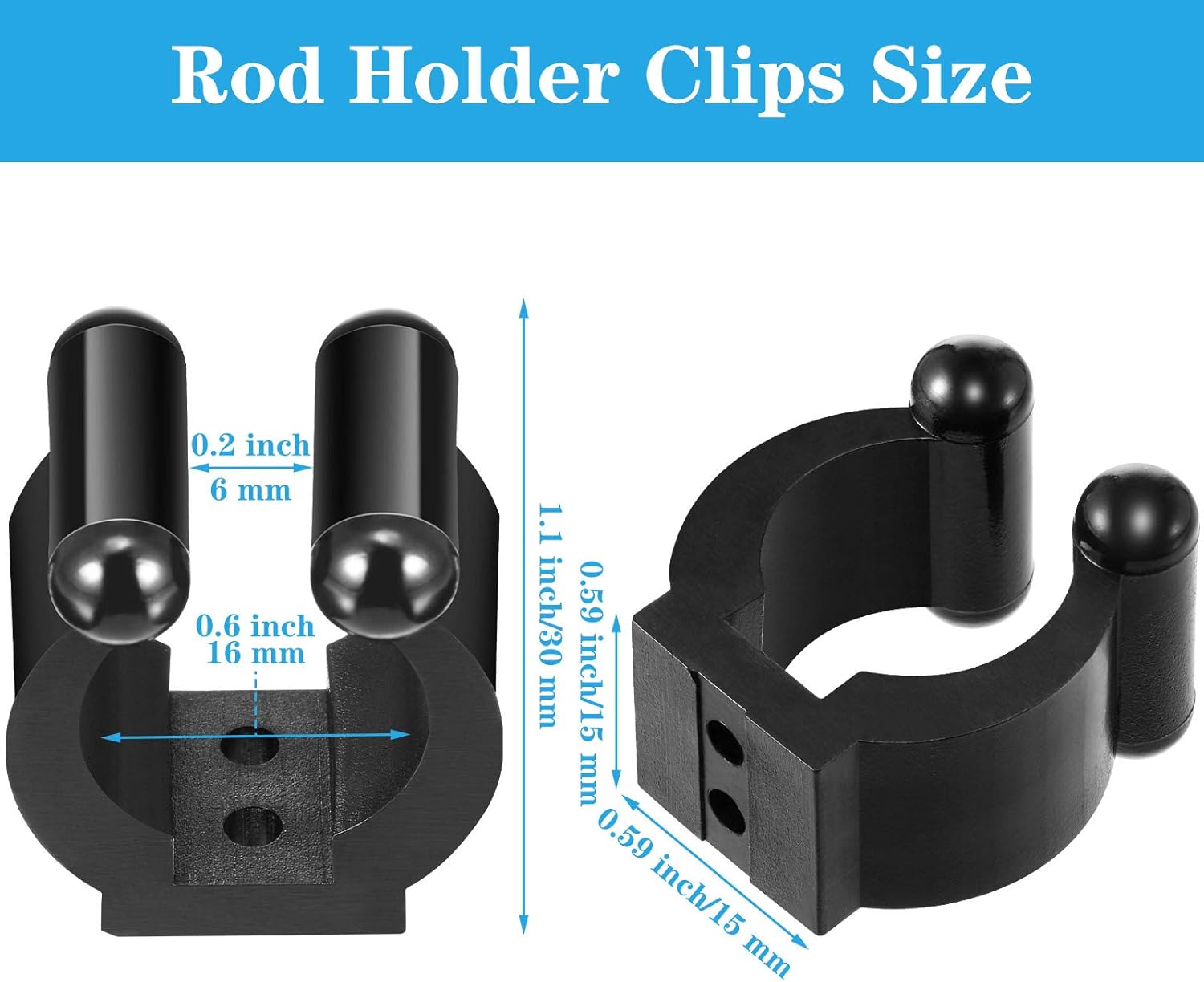 Skylety 40 Pieces Fishing Rod Clips Billiards Cue Clip Holders Fishing Pole Rod Holder Clips Snooker Cue Locating Clips for Fishing Rod Billiards Cue Snooker Cue Pack of 2