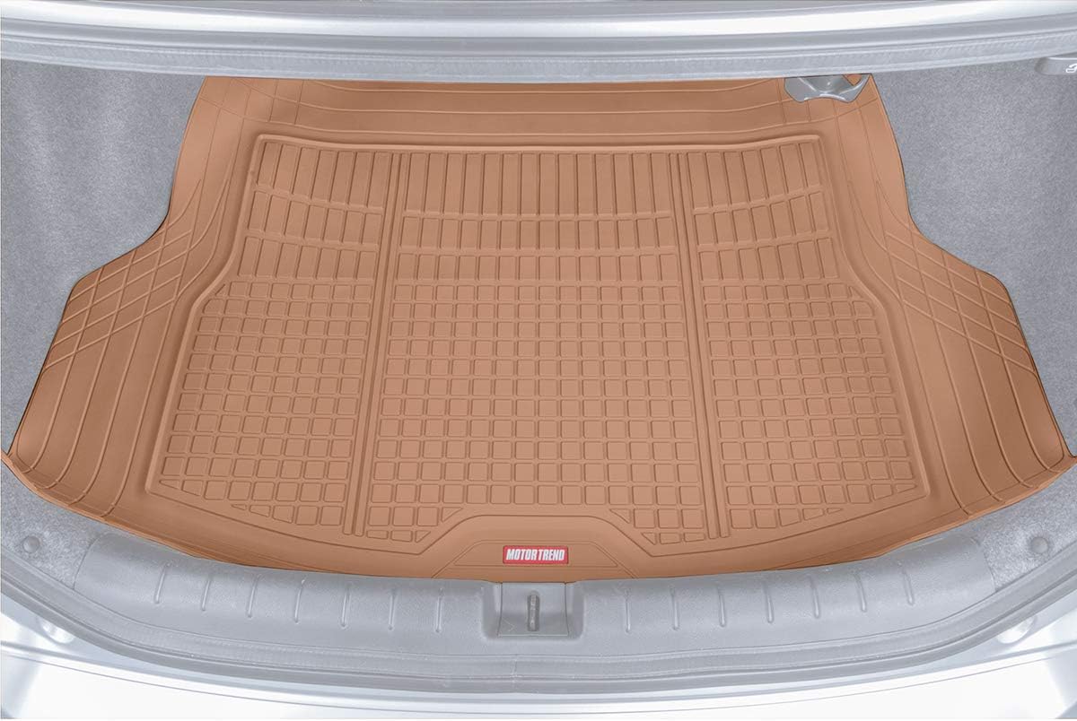 Motor Trend Premium FlexTough All-Protection Cargo Mat Liner – w/Traction Grips & Fresh Design, Heavy Duty Trimmable Trunk Liner for Car Truck SUV, Black (OF-985-BK) Pack of 2