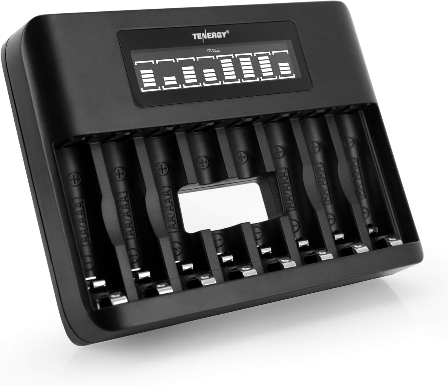 Tenergy TN480U 8-Bay LCD Display Fast Charger for NiMH/NiCD AA AAA Rechargeable Batteries with Mirco USB and USB Type C Input for AA and AAA Rechargeable Batteries Pack of 2