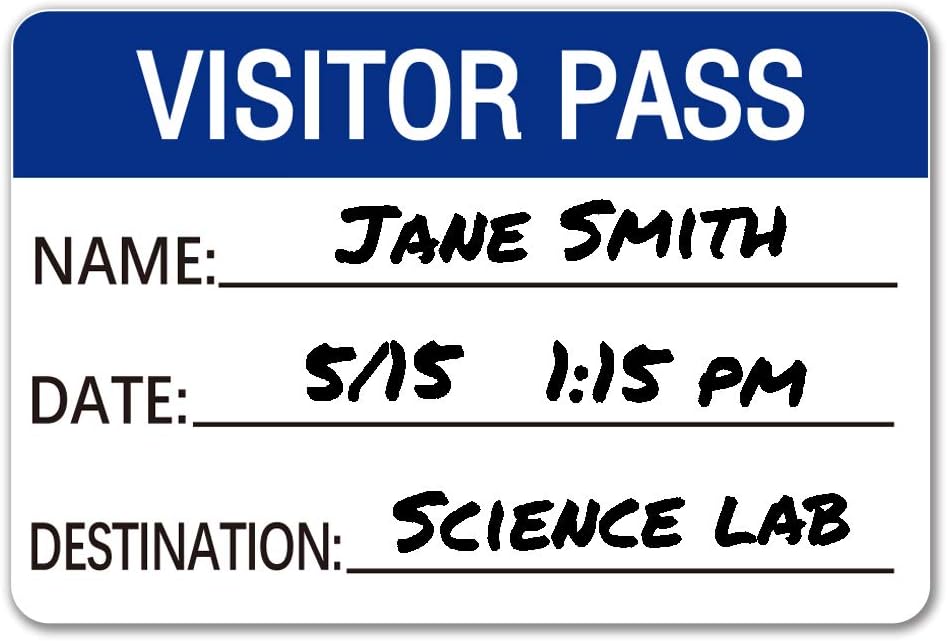 Blue Visitor Pass 2 X 3 Inch 250 Fluorescent Name Identification Labels Stickers - Name Tag Stickers for at Exhibition School Museum, Business Pack of 2