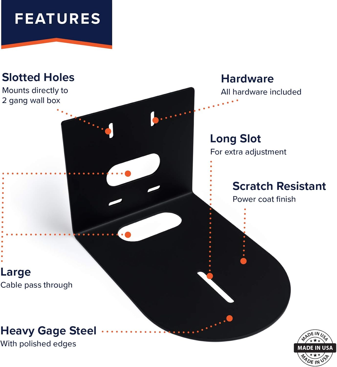 AV Brackets | PTZ Camera Universal Mounting Bracket Compatible with | HuddleCam | PTZOptics | Small Universal | Black | HCM-1 Pack of 2