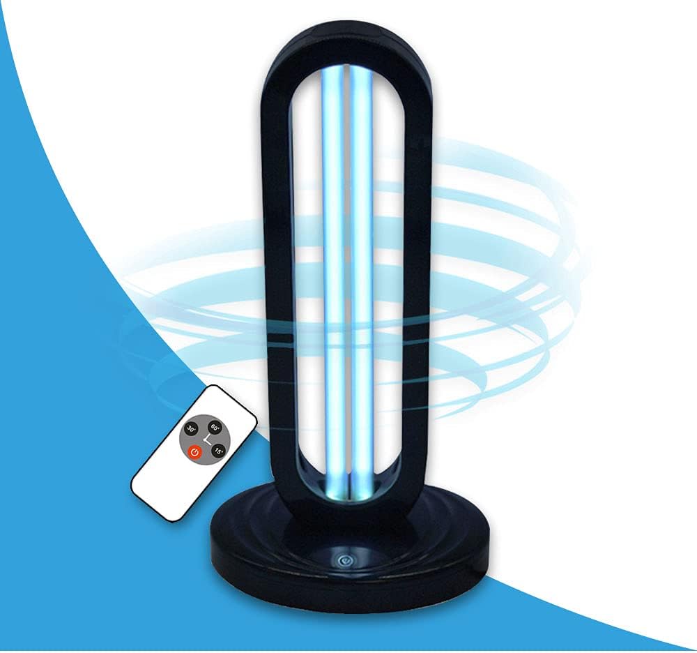 UVILIZER Tower - UV Light Sanitizer & Ultraviolet Sterilizer Lamp w/ Remote Control (Portable UV-C Cleaner for Home, Baby Room, Office | 38W UVC Disinfection Bulb | Kill Germs, Bacteria, Virus | USA)