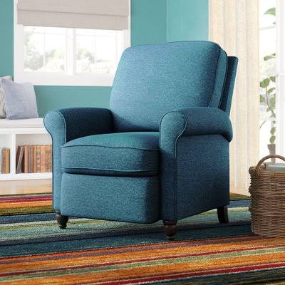 Leni Manual Recliner Fabric: Caribbean Blue Linen - Black