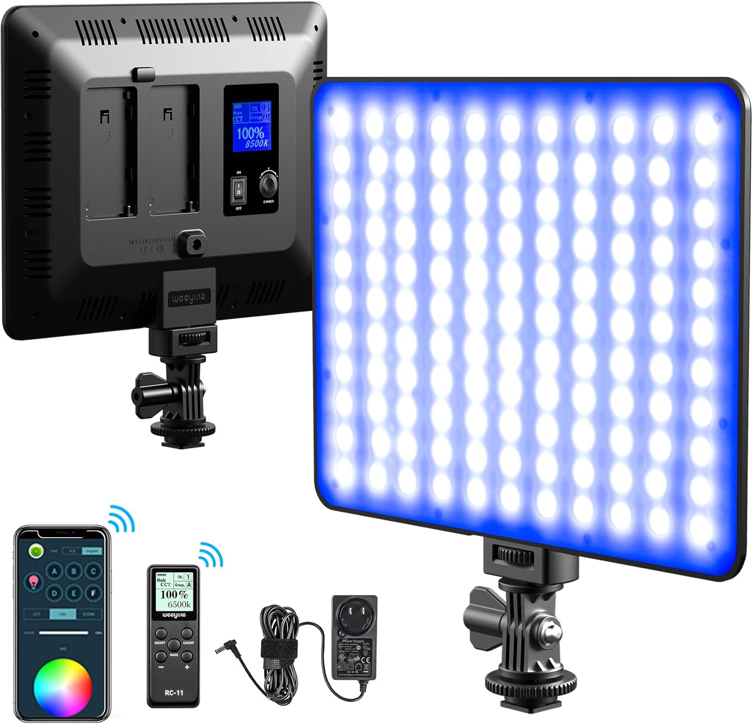 Weeylite Sprite20 2-Packs LED Video Lighting Kit for Photography, Full RGB Color LED Studio Lights for Video Recording, Streaming & Filming, LED Panel Light with APP/Remote Control, 2500-8500K
