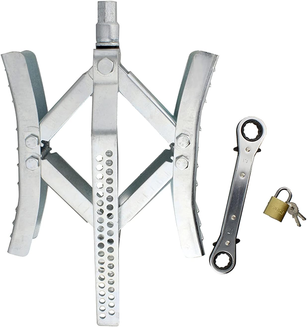 Dumble RV Tire Chock Trailer Wheel Lock RV Wheel Stabilizer, Metal Locking Wheel Stop RV Scissor Wheel Chocks 1-Pack Pack of 2