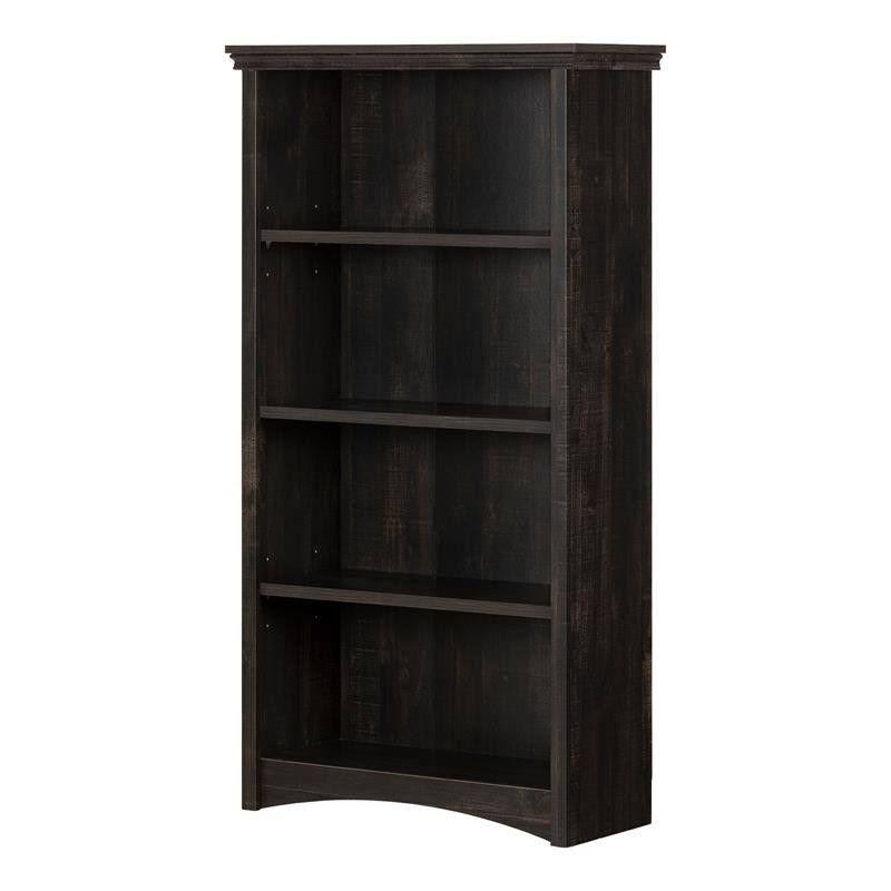 Allora 4-Shelf Contemporary Bookcase in Rubbed Black Finish