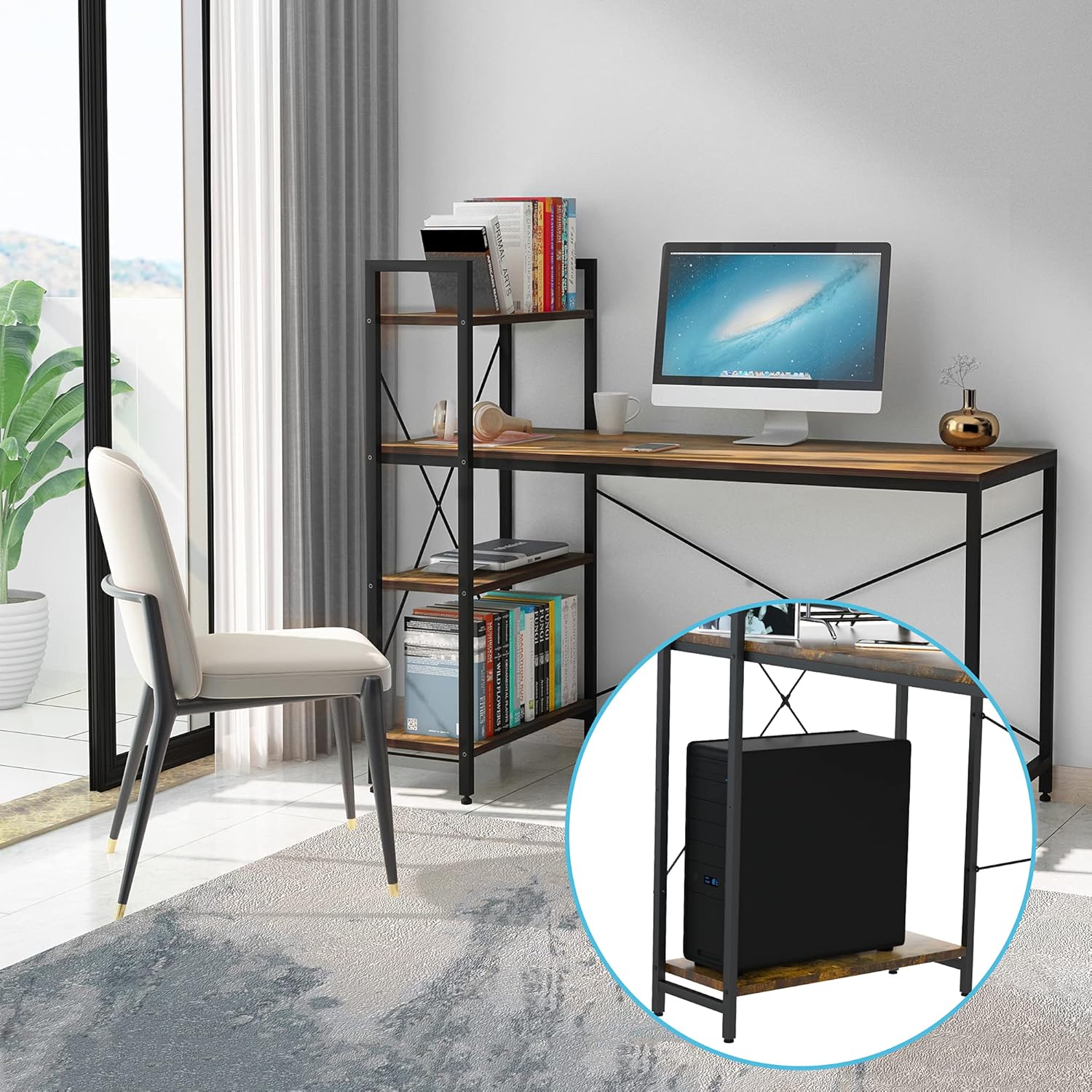 ASTARTH Folding Computer Desk, Small Home Office Laptop Work Desk,Study Writing Table, No-Assembly, Foldable and Portable Design, Small desk for Small Spaces, Deep Brown Pack of 2