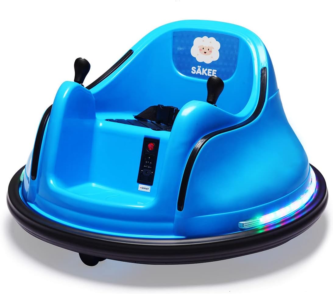 Bumper Car for Kids 12V with Remote Control Flashing Lights Music DIY Stickers for 1.5-6 Years Old Baby Toddlers Electric Ride on Cars Vehicle Toys 66LBS Weight Capacity , Passed ASTM CPSIA CPC Test