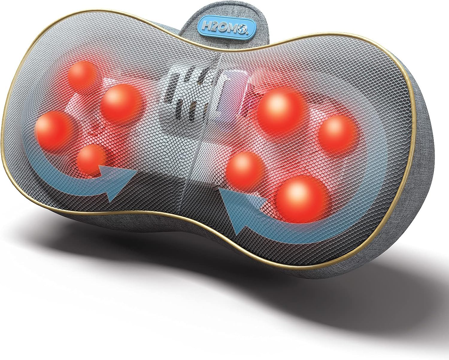 H2OMO Back Massager for Back Pain, Neck Massager with Thermostatic Control Chip, 3-Layer Full-Covering Mesh Shiatsu Neck & Back Massager with Heat, 8 Massage Nodes for Muscle Pain Relief