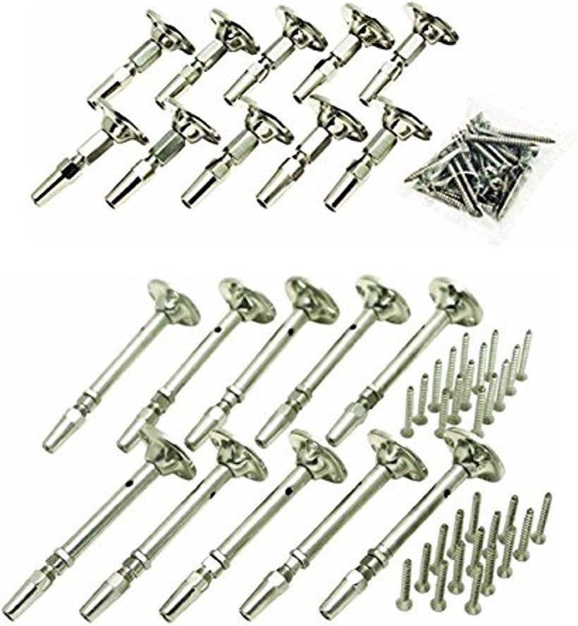 Atlantis Rail Easy System Swivel Terminating End / Turnbuckle (10 Pack) and Cable Tensioner-Flat (10 Pack) for Cable Railing