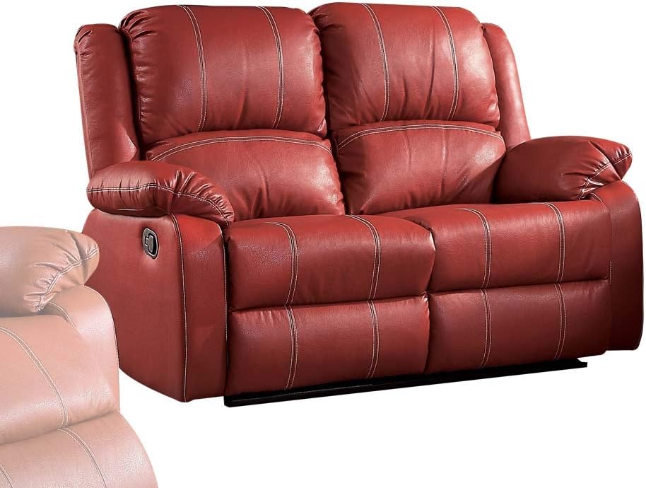 ACME Zuriel Red Faux Leather Rocker Recliner