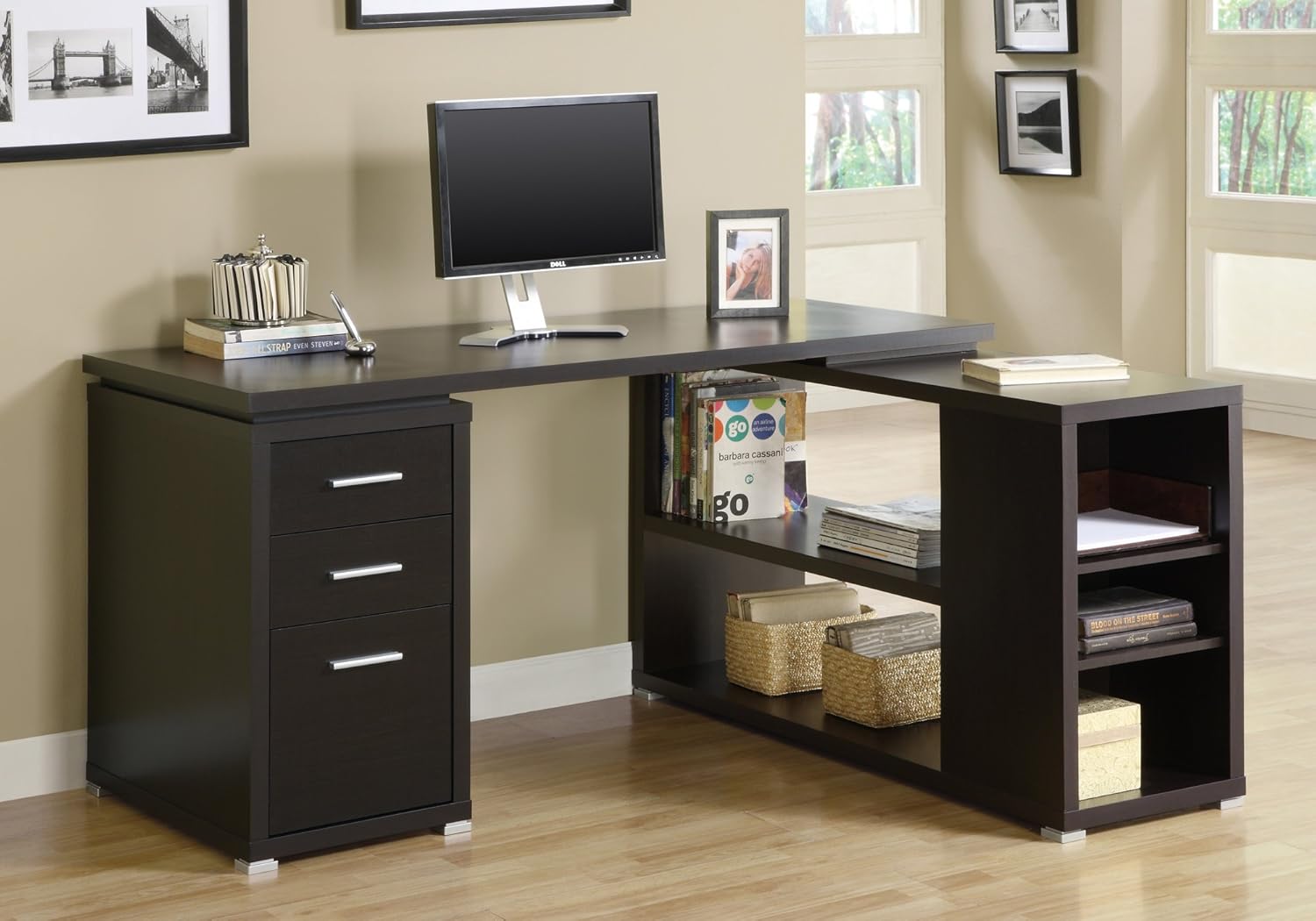 Monarch Specialties Hollow-Core Left or Right Facing Corner Desk, White