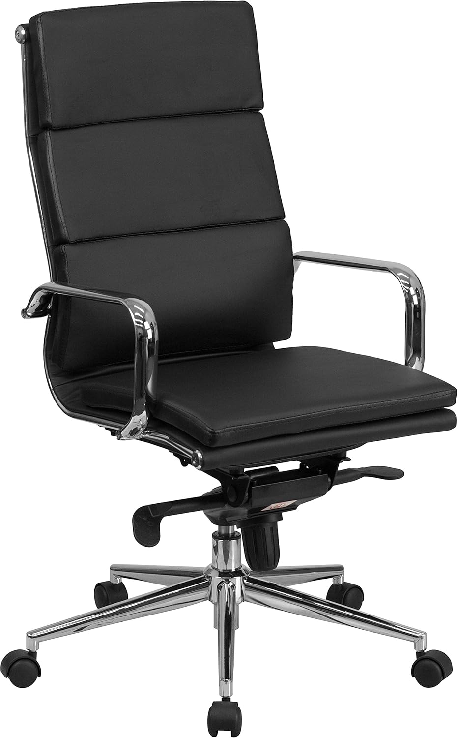 Flash Furniture High Back Black LeatherSoft Executive Swivel Office Chair with Gold Frame, Synchro-Tilt Mechanism and Arms