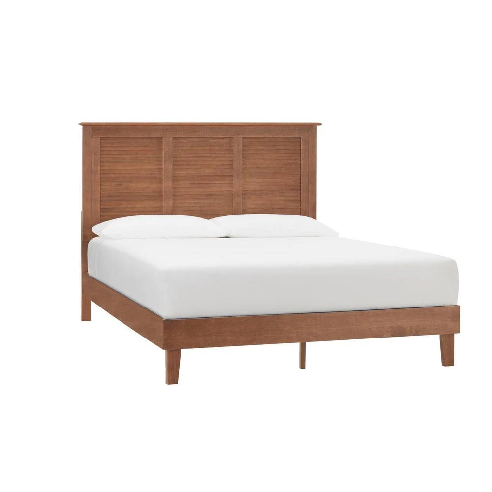 StyleWell Dorstead Walnut Finish King Bed with Shutter Back (78 in. W x 48 in. H), Brown