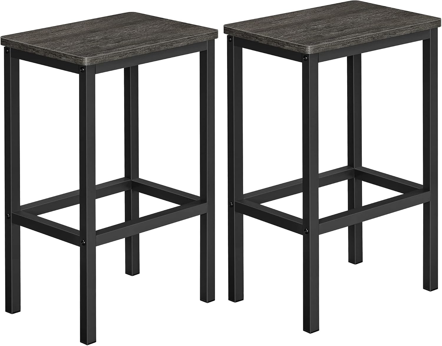 VASAGLE Bar Stools, Set of 2 Bar Chairs, Kitchen Breakfast Bar Stools with Footrest, Industrial in Living Room, Party Room, Rustic Brown and Black ULBC65X