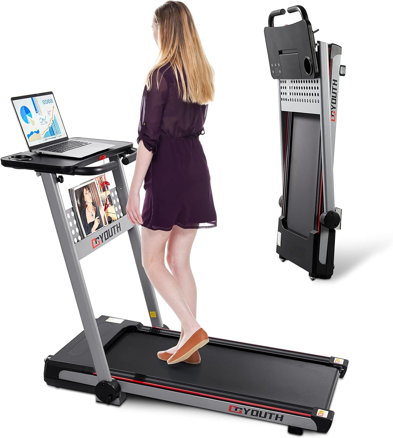 Folding Treadmills for Home, 2.25HP Electric Running Machine with Bluetooth Speaker, Remote Control and LED Display, Built-in 3 Workout Modes & 12 Programs, Easy Assemble Cardio Fitness