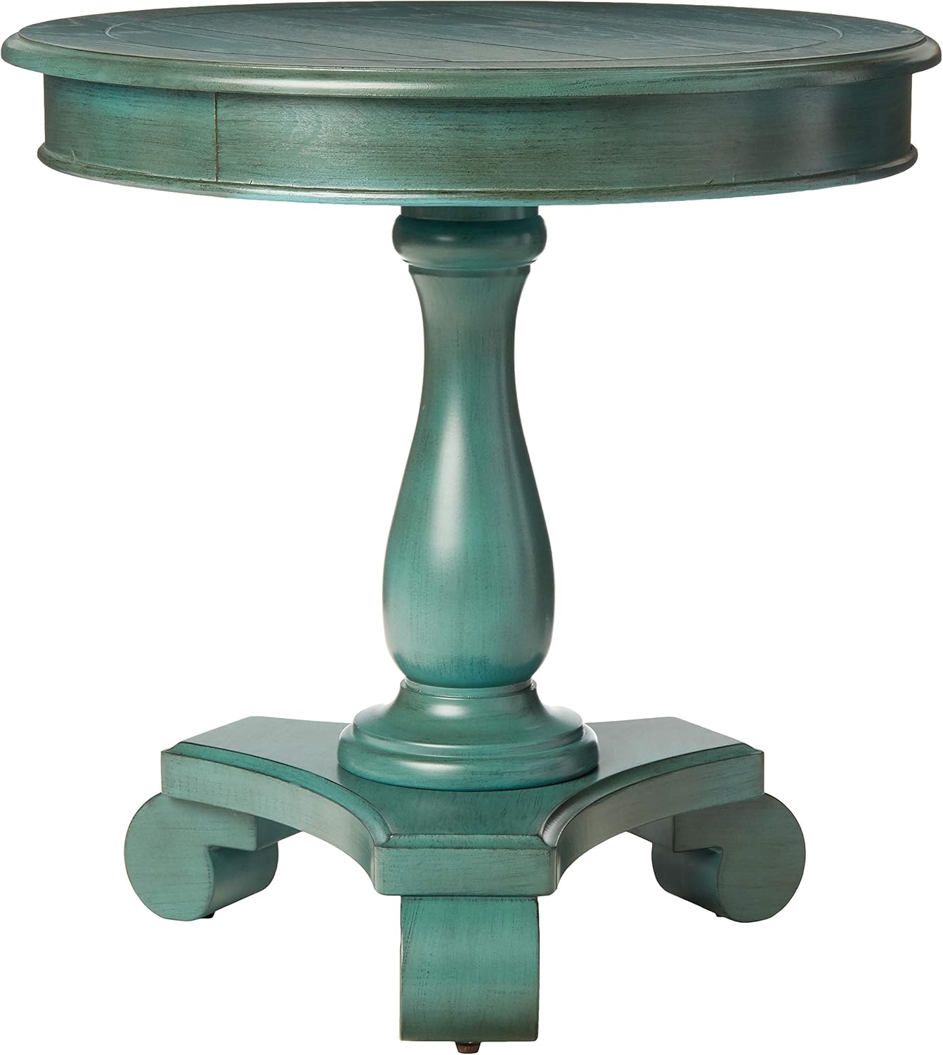 OSP Home Furnishings Avalon Hand Painted Round Accent Table, Antique Caribbean